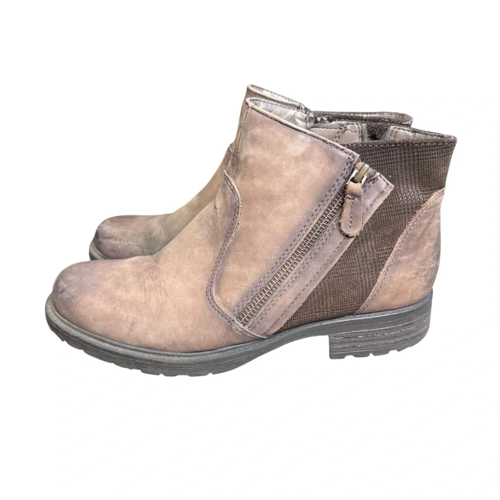 Earth Jordan Womens Stone Brown Leather Side Zip Ankle Boots sz 9 S5 - Picture 3 of 10